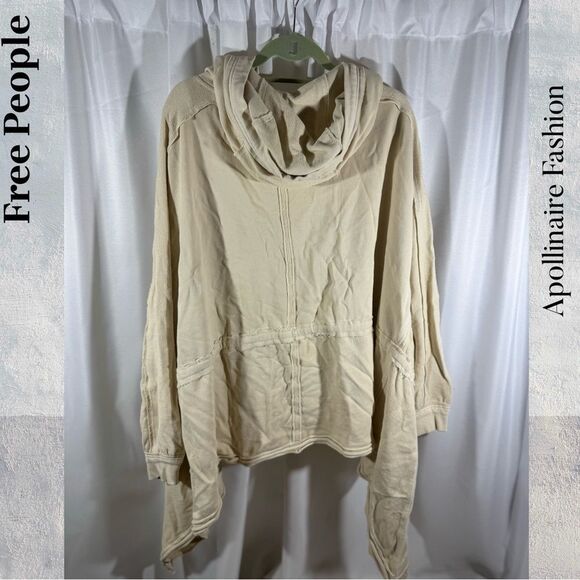 Free People Emilia Hoodie Cardigan in Oyster Grey Creme Large NWT - Picture 8 of 8